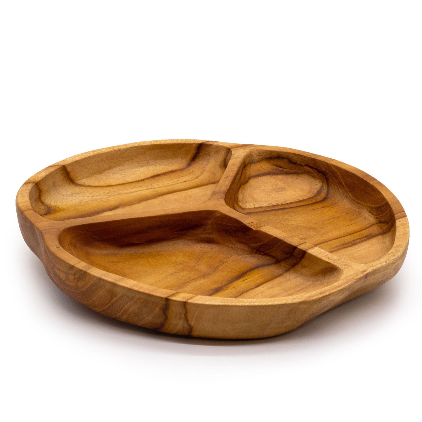 Teakwood Fruit Bowl Three Sections - 30x4cm