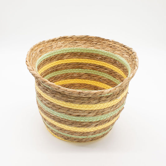 Seagrass & Straw Vase Shaped Baskets  - Natural Yellow & Green - Set of 3