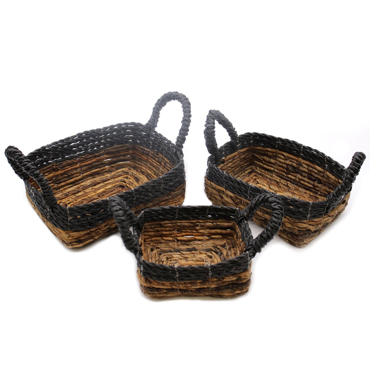 Banana Leaf & Raffia Square Basket- Set of 3