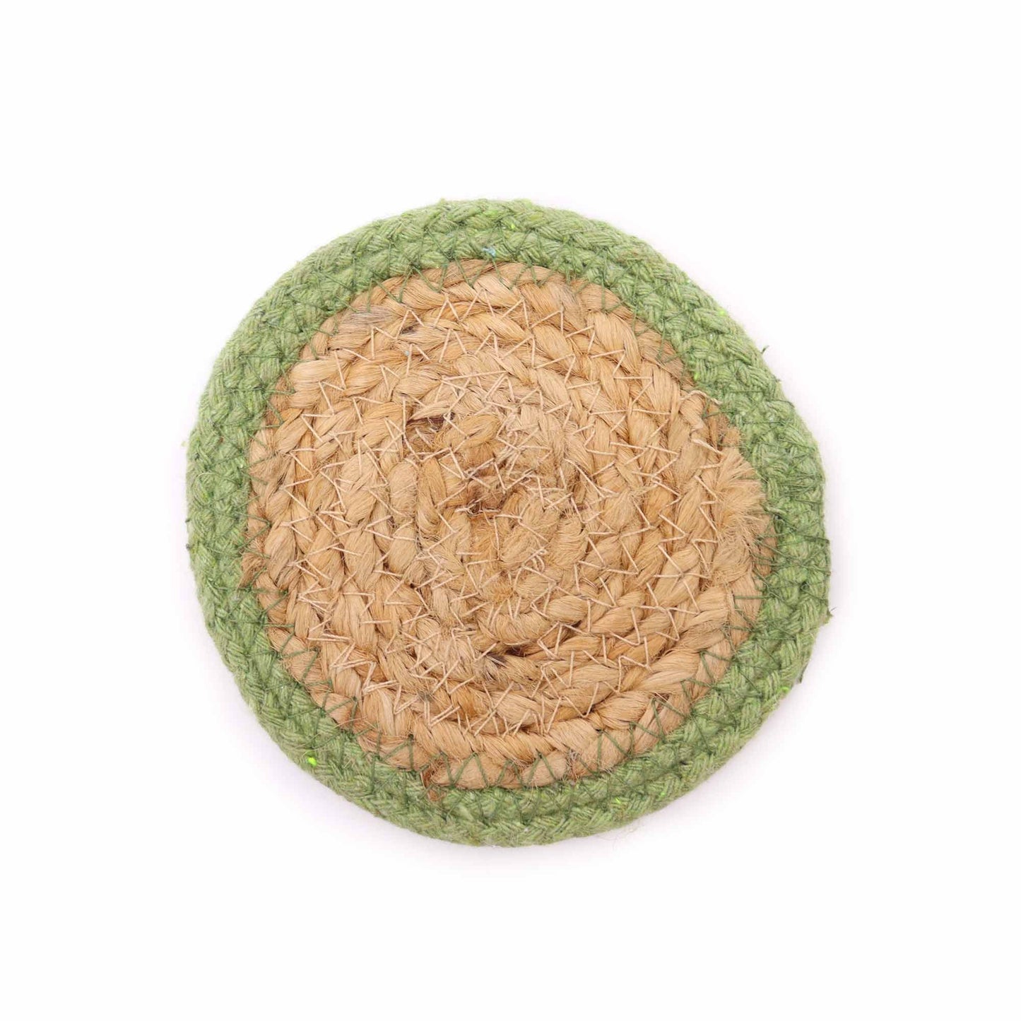 Natural Coaster - Jute & Cotton (set of 6) Mixed colours in basket