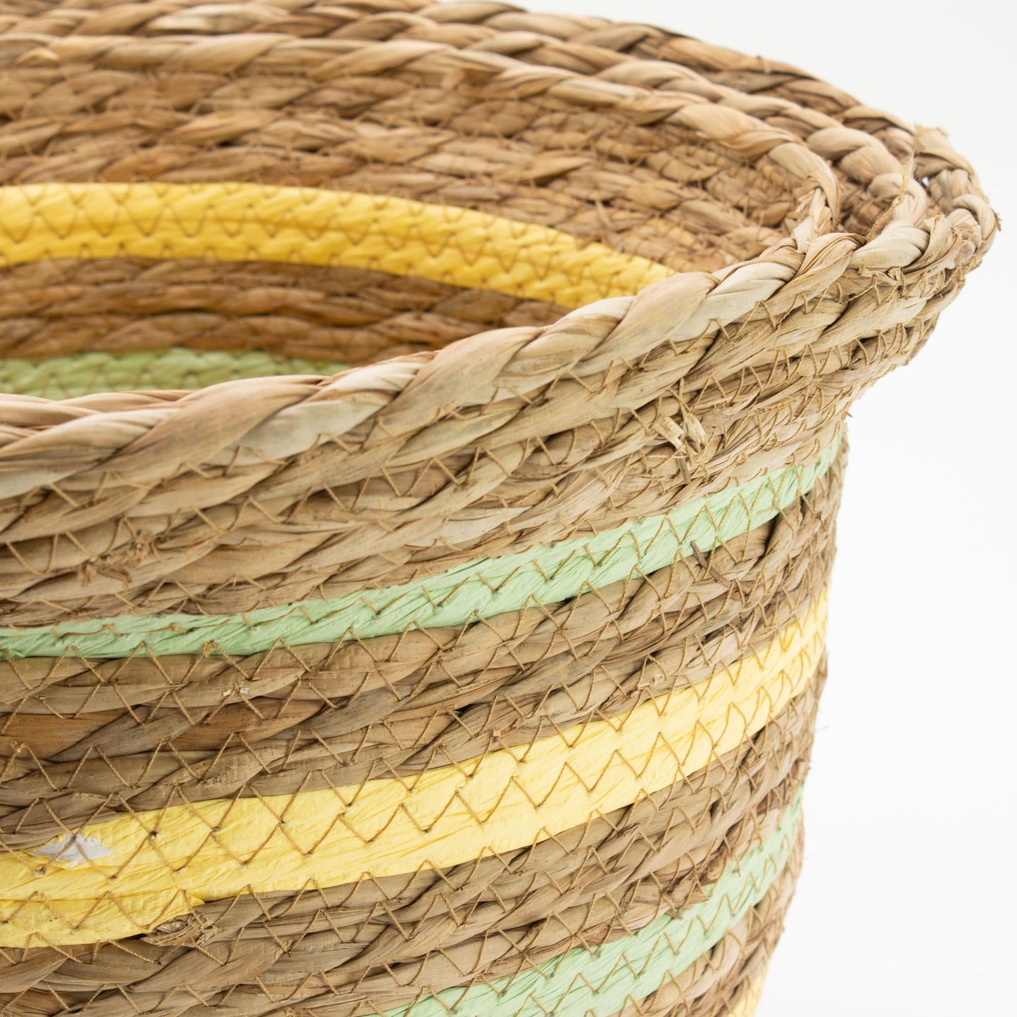 Seagrass & Straw Vase Shaped Baskets  - Natural Yellow & Green - Set of 3