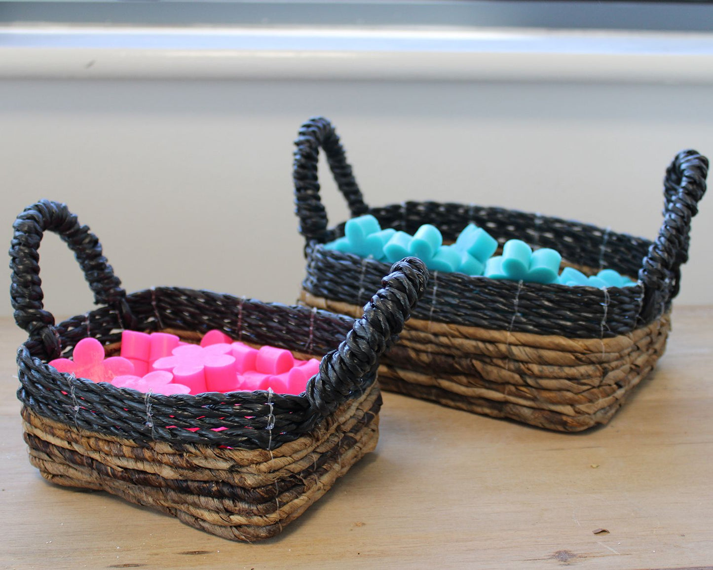 Banana Leaf & Raffia Square Basket- Set of 3