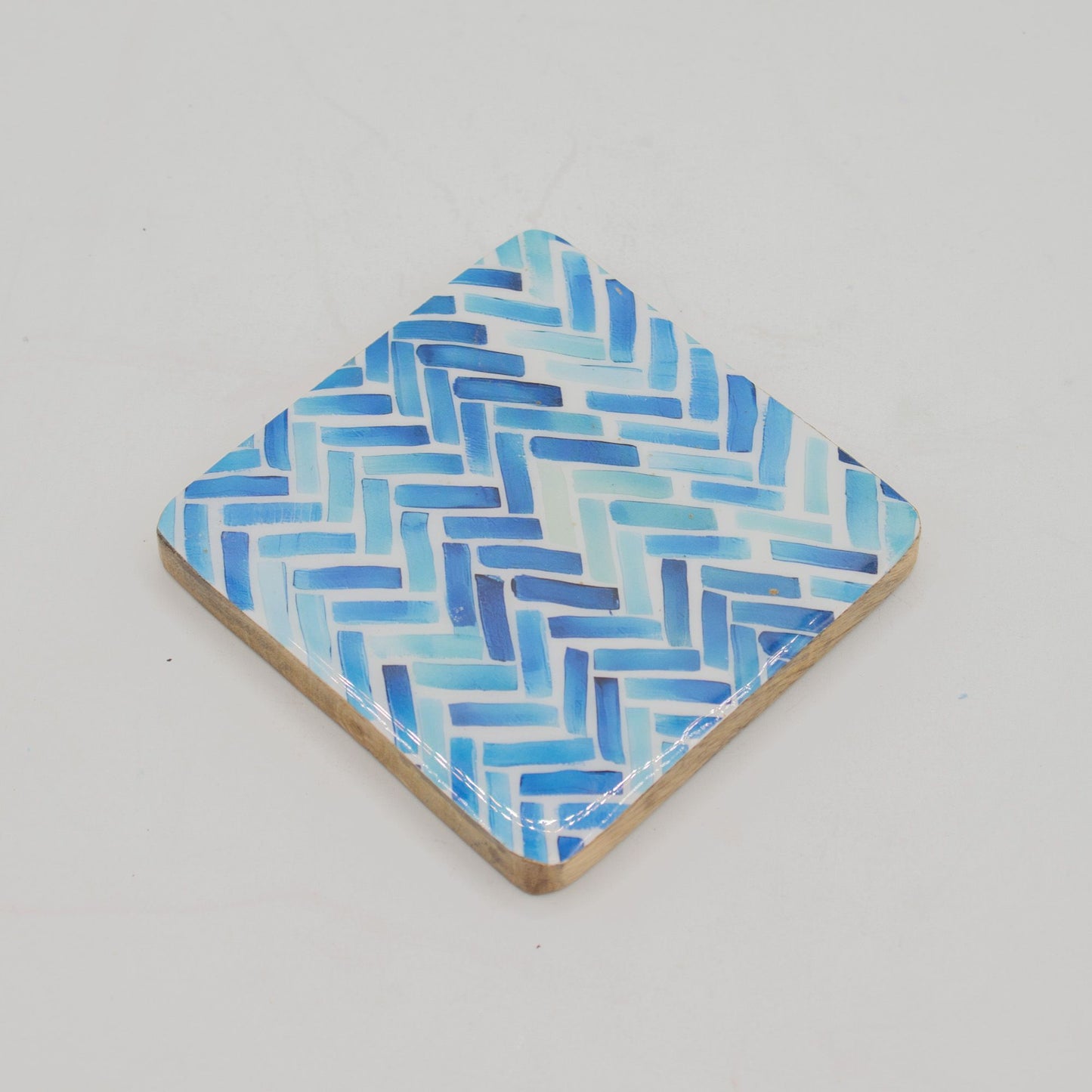Set of 4 Square Coasters -  Blue Stripes