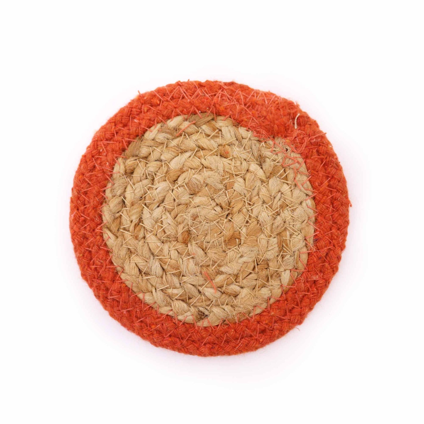 Natural Coaster - Jute & Cotton (set of 6) Mixed colours in basket
