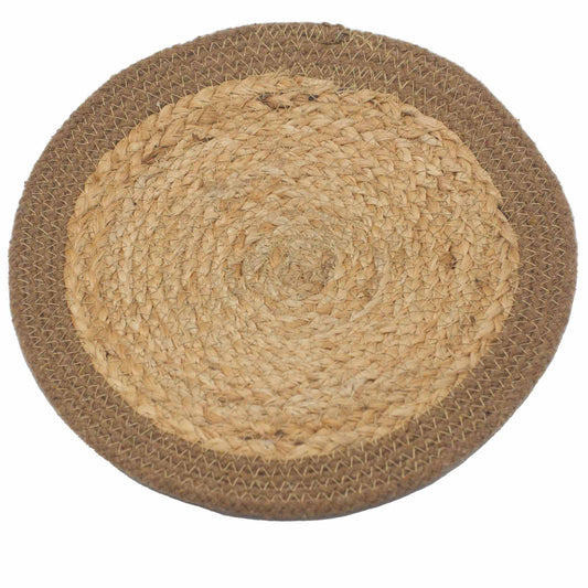 Place Mat - Jute & Cotton 30cm - Natural Boarder
