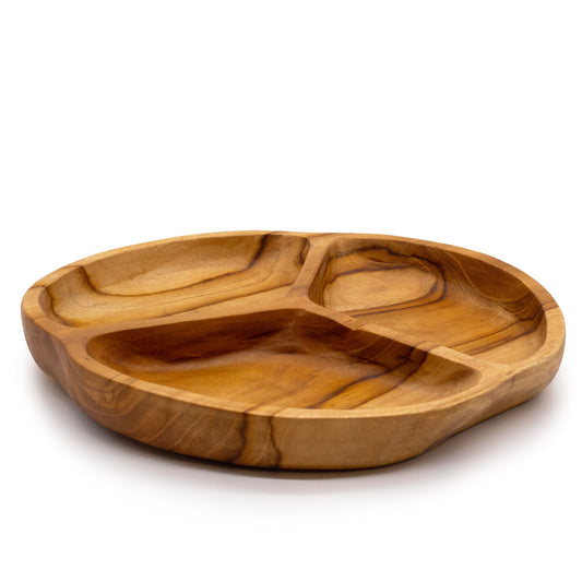 Teakwood Fruit Bowl Three Sections - 30x4cm
