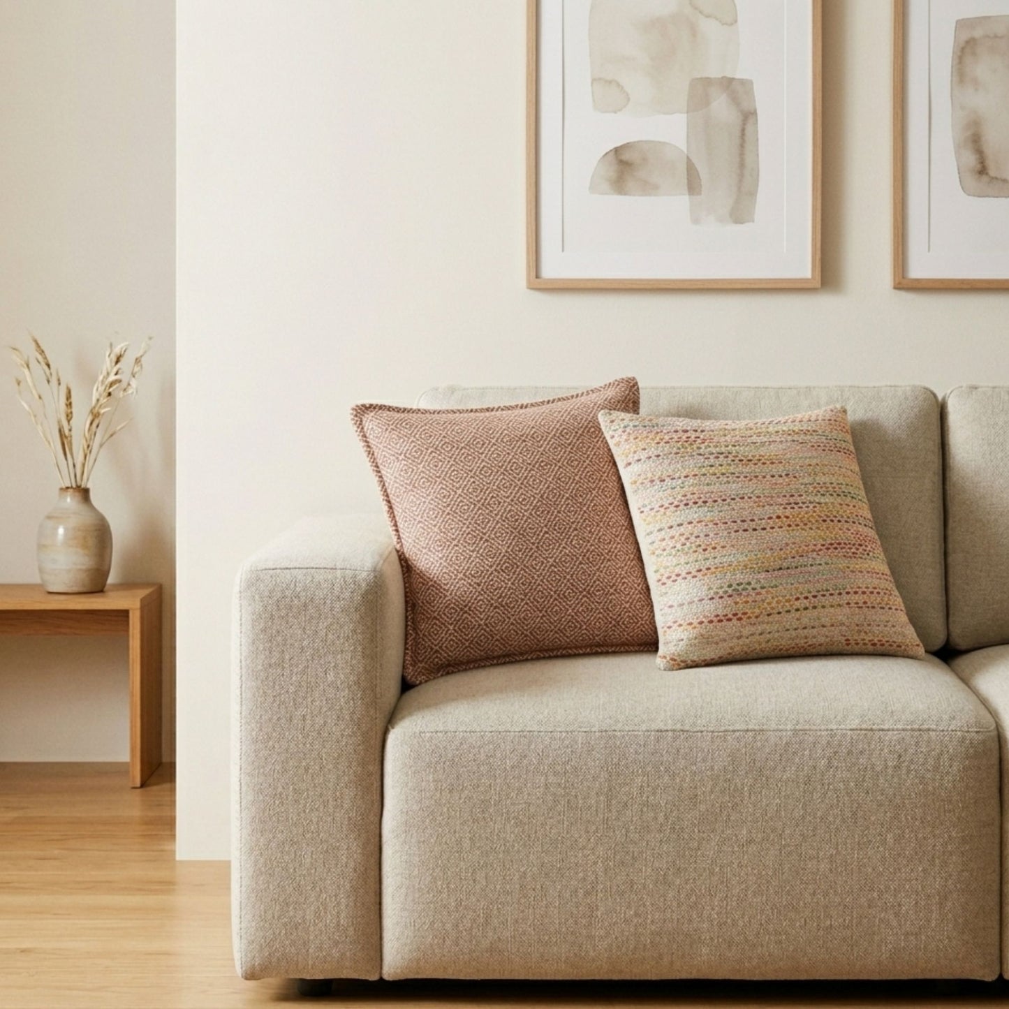 Classic Cushion Cover - Burgundy Squares - 45x45cm