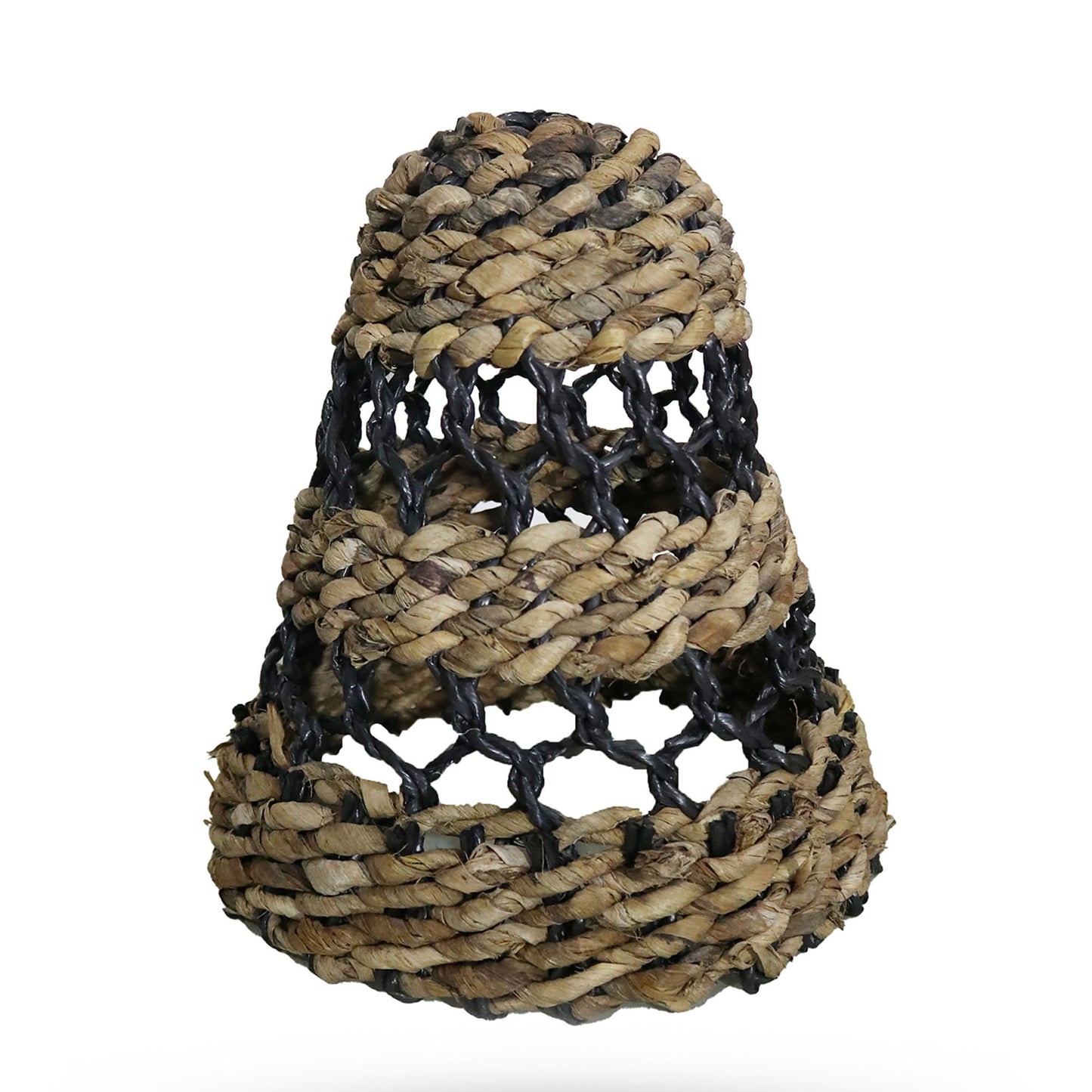Banana Leaf & Hitam Raffia Lamp Shade - H:30xD:26cm