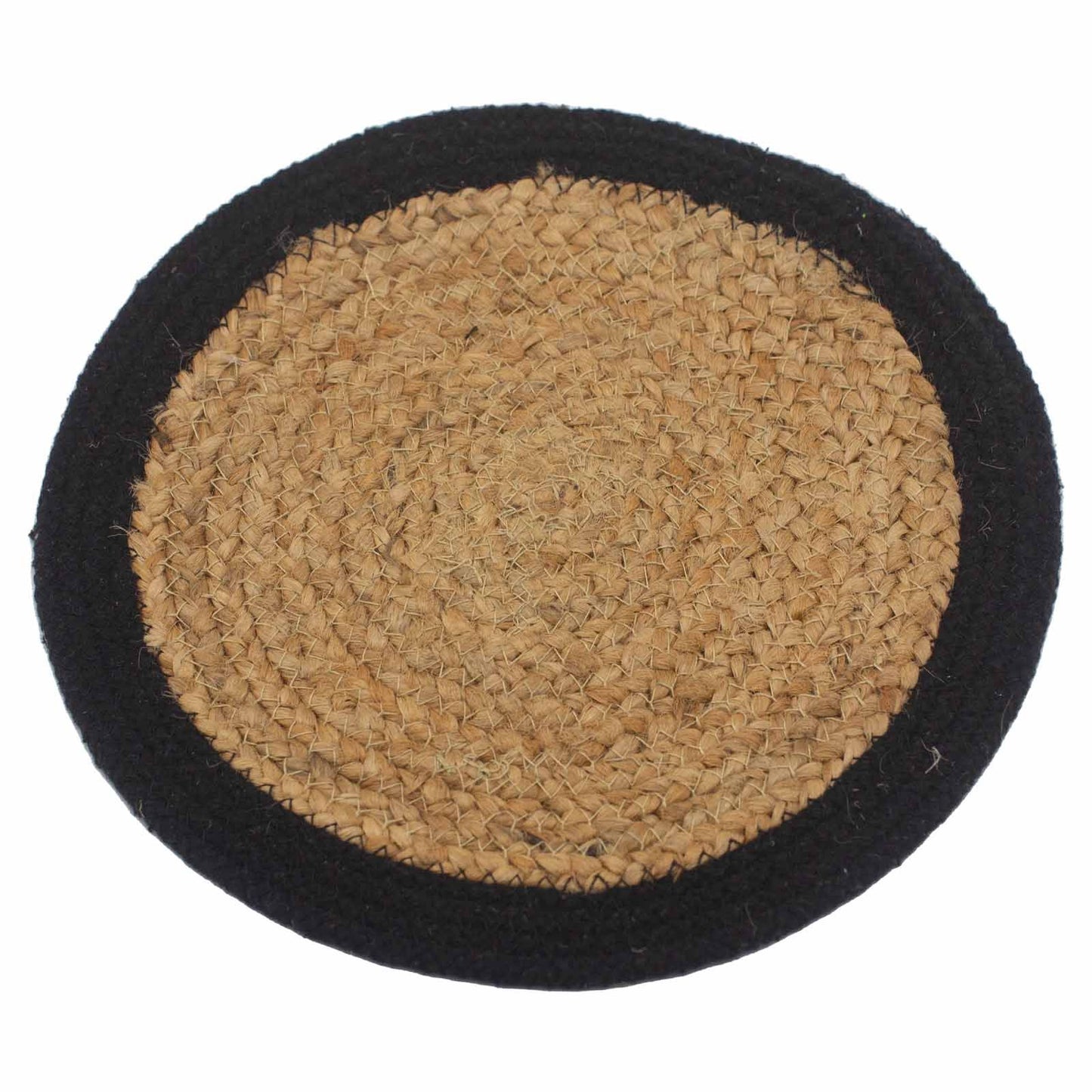 Place Mat - Jute & Cotton 30cm - Black Boarder